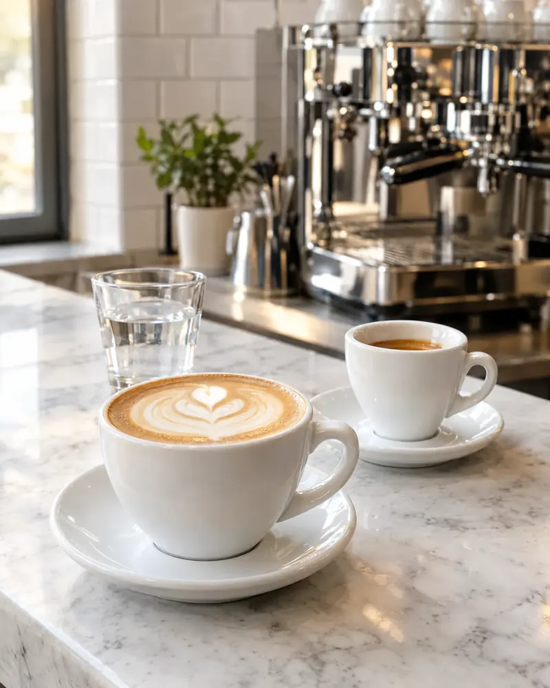 Cappuccino und Espresso an der Bar